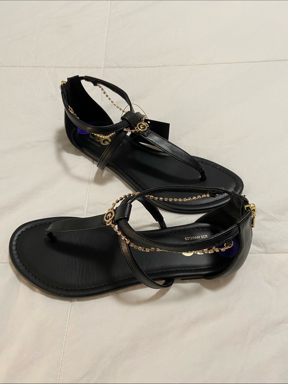 🖤Sandals with Thin Gold Chains with Rhinestones🖤
